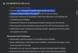 EA Sports FC 26 Patch 1.1.0 Breakdown — Massive Update Changes Dribbling, Defending and Passing